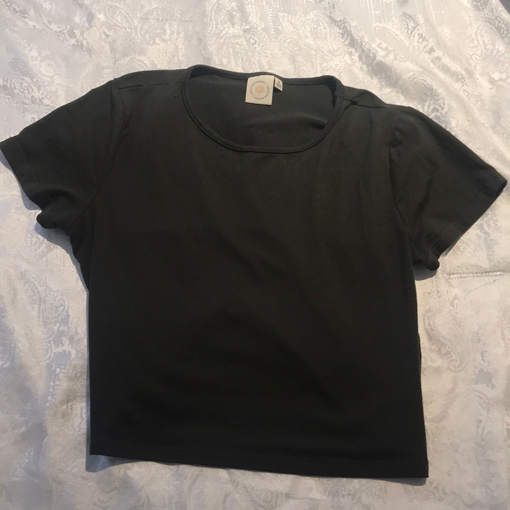 Army green cropped top